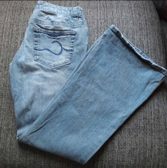 ~{Calvin Klein}~ Vintage patchwork flare jeans. - Picture 3 of 8